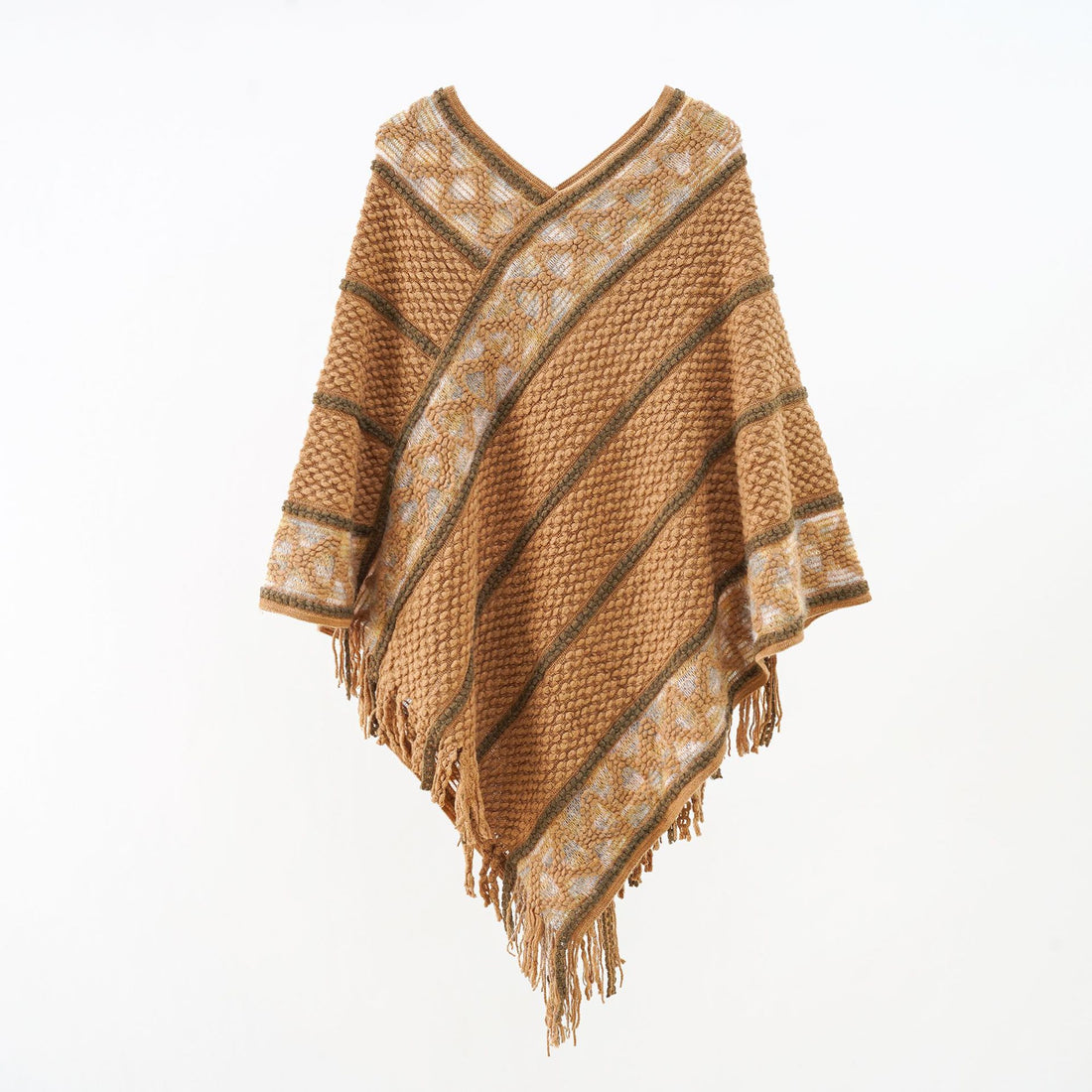 Damen Oversize-Strickumhang mit strukturierter Waffelstrick-Optik und Zopfbordüre – Veloura