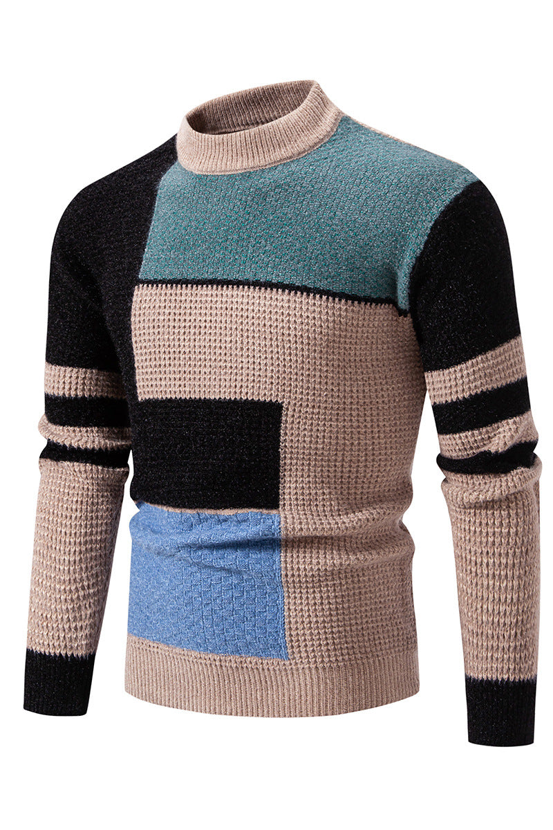 Herren Strukturierter Pullover mit modernem Farbblockdesign Echoarchiv