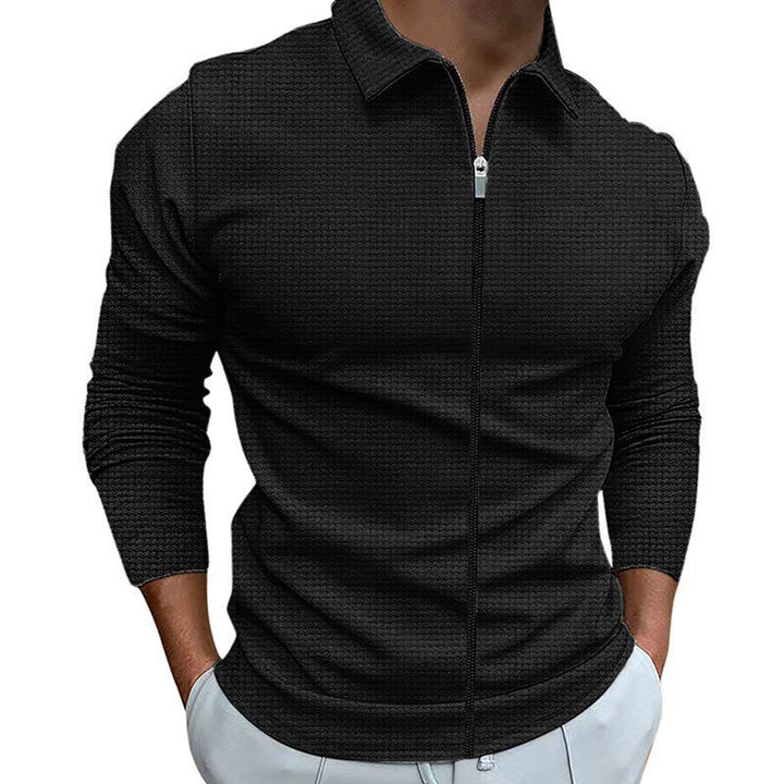 Herren sportliches Langarmshirt mit modernem Reißverschluss und strukturiertem Design Echoarchiv