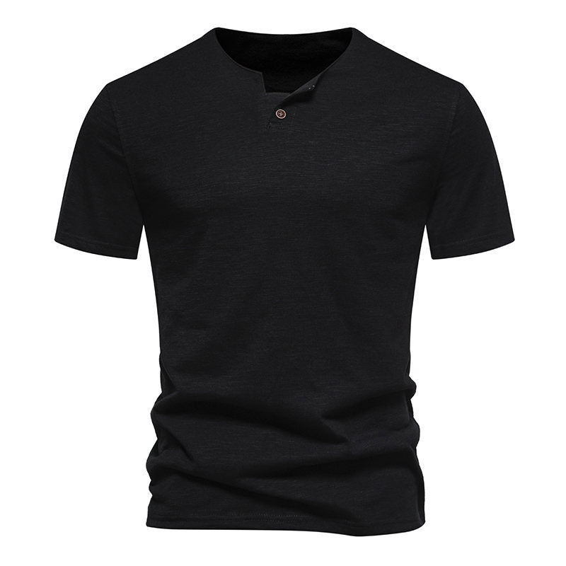 Herren Kurzarm-Henley-Shirt mit elegantem Knopfdesign Echoarchiv