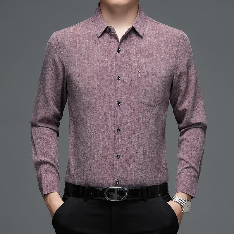 Herren elegantes Langarm-Hemd mit feinem Strukturdesign Echoarchiv