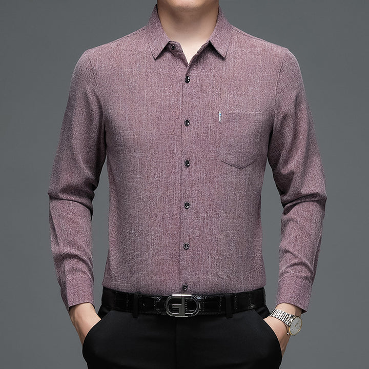 Herren elegantes Langarm-Hemd mit feinem Strukturdesign Echoarchiv