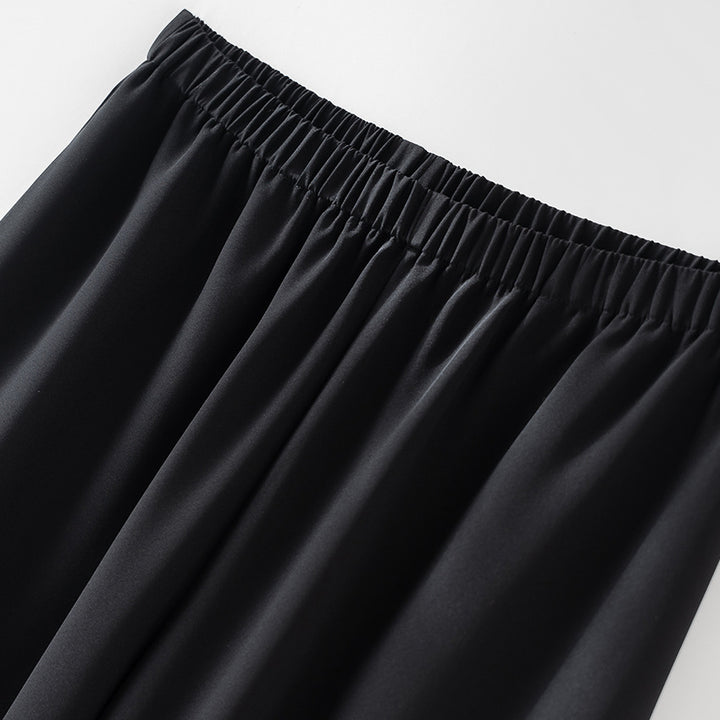 Damen Weite Satin-Hose mit Elastikbund und fließender Palazzo-Silhouette Echoarchiv