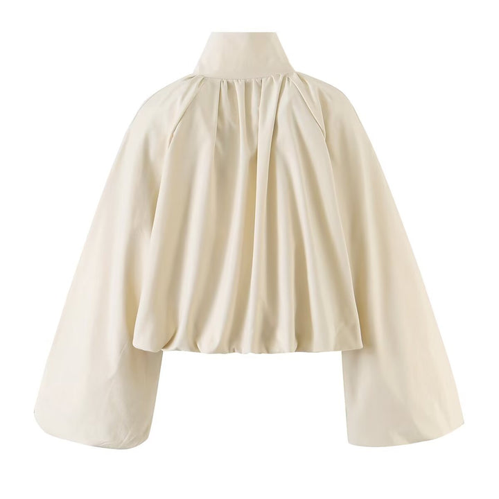 Damen Kurzes Cape‑Blouson mit Stehkragen, weiten Trompetenärmeln und Reißverschluss Echo Archiv