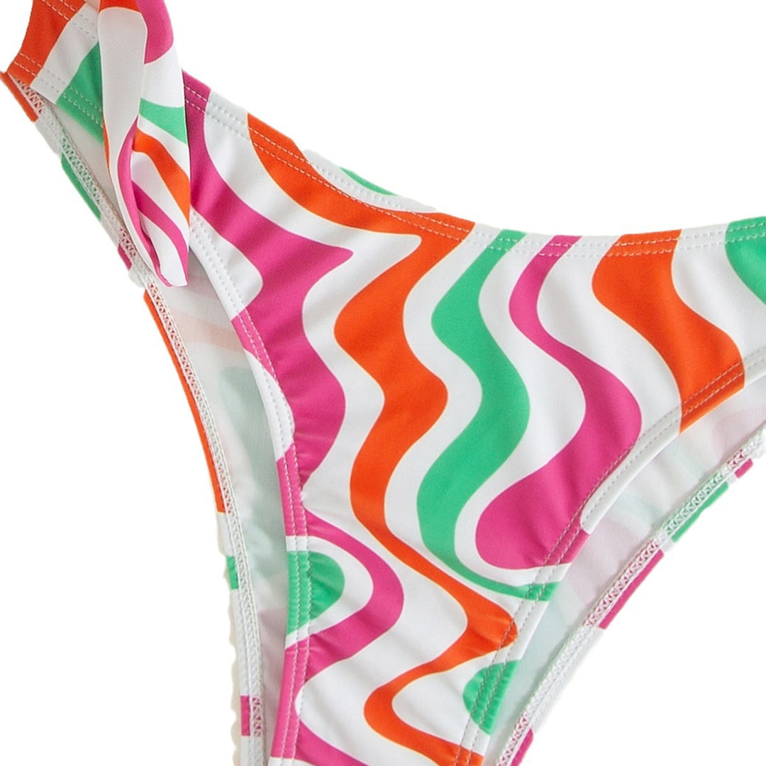 Damen asymmetrisches Bikini-Set mit buntem Wellenmuster Echo Archiv