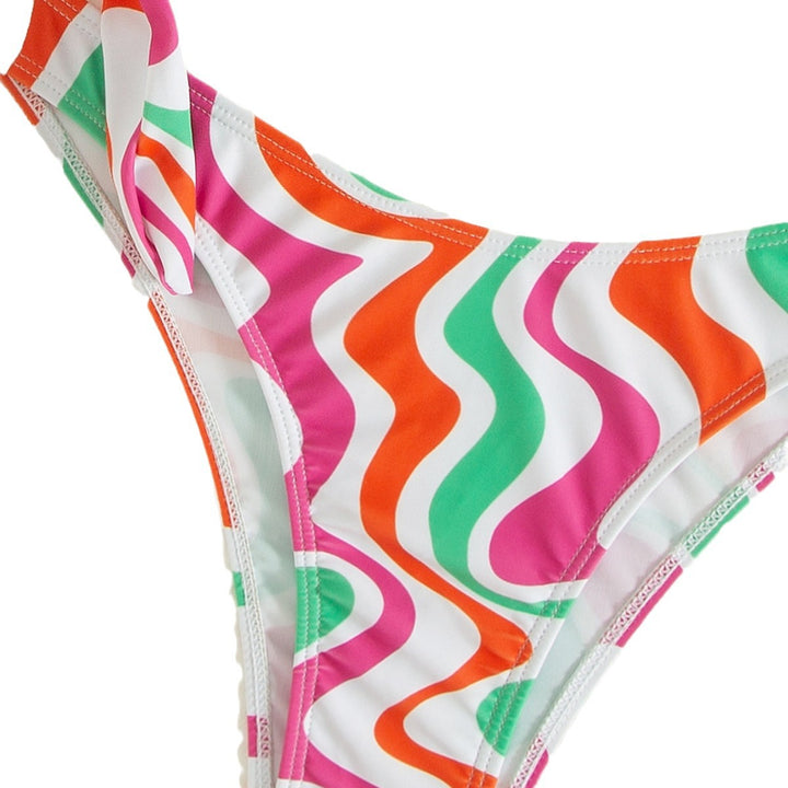 Damen asymmetrisches Bikini-Set mit buntem Wellenmuster Echo Archiv