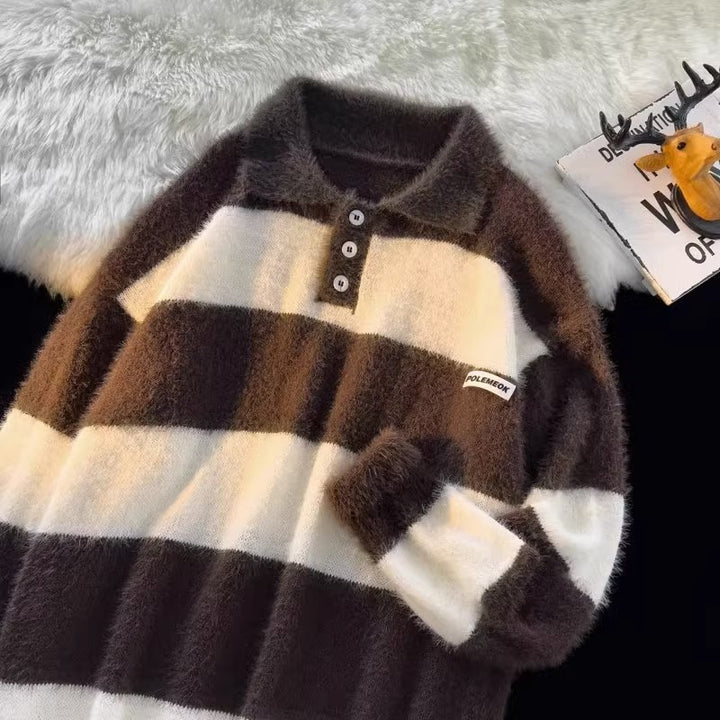 Damen kuscheliger Strickpullover mit klassischem Polokragen Echoarchiv