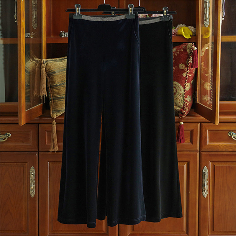Damen Elegante und fließende Velours-Hose Echoarchiv