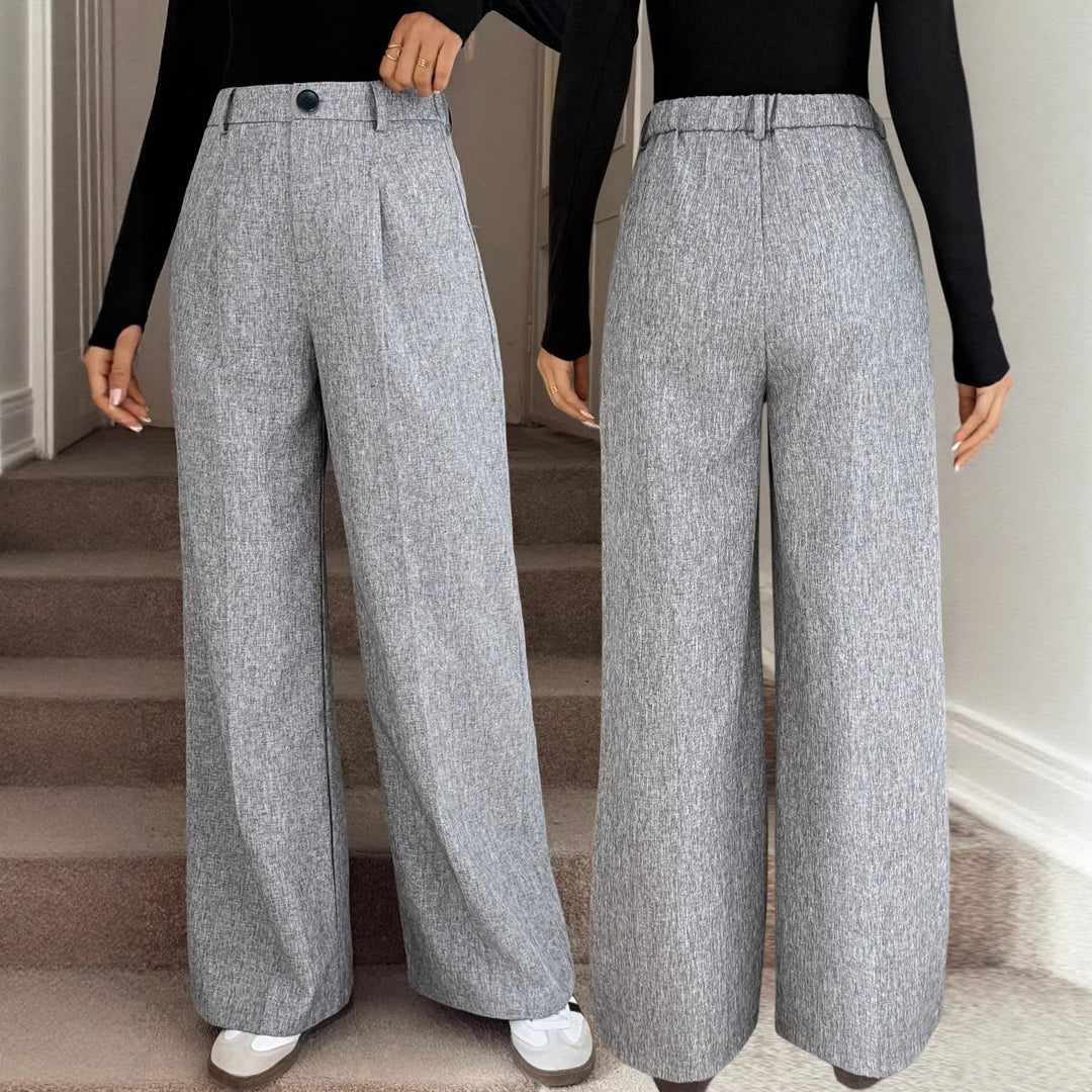Damen Elegante Palazzo-Hose mit hohem Bund und feiner Leinenstruktur – Avérine