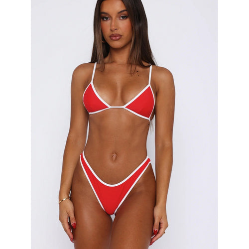 Damen Triangel-Bikini mit verstellbaren Trägern und kontrastierendem Saum Echo Archiv