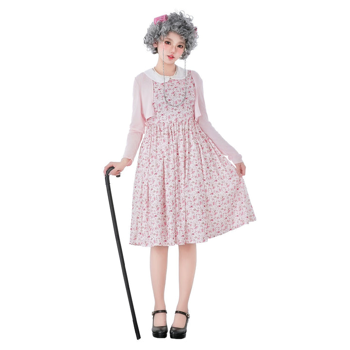 Damen Vintage-blumenmuster Kleid mit schwingendem Rock und eleganten Details Echo Archiv