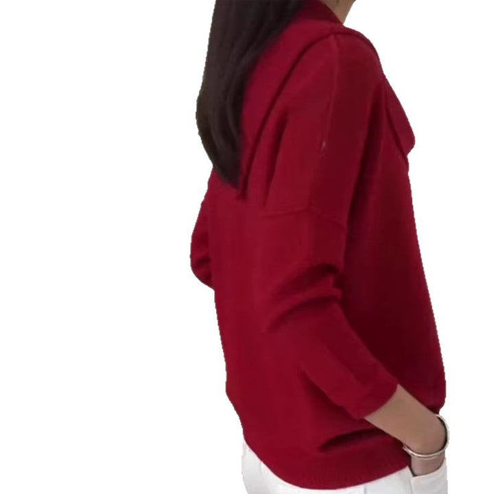 Damen nan fein gestrickter Pullover mit Wasserfallkragen und geripptem Saum Echo Archiv
