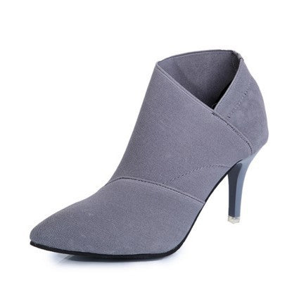 Damen spitze Knöchelstiefelette mit Canvas-Obermaterial und mittelhohem Stiletto-Absatz Echo Archiv