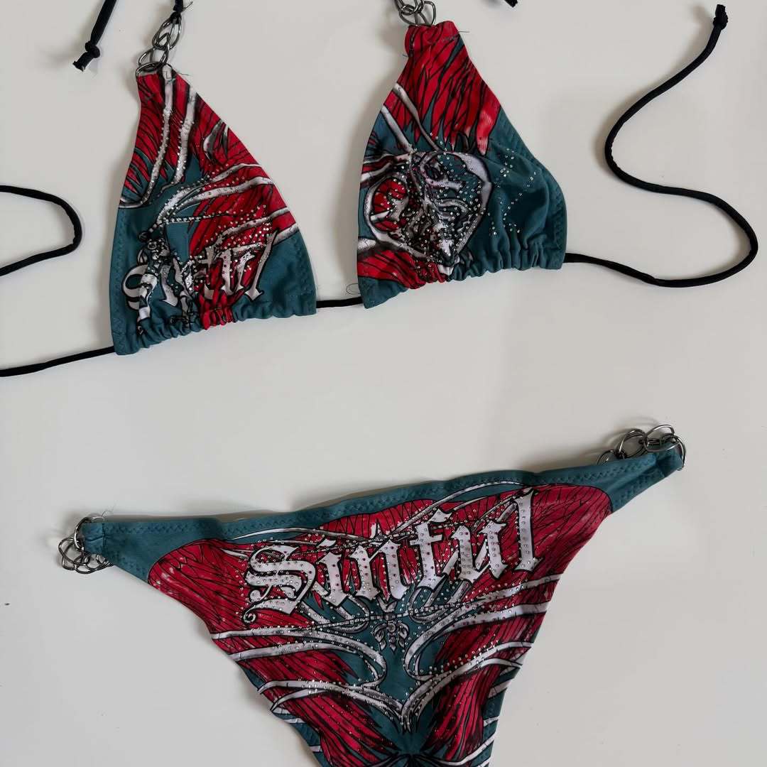 Damen Bikini mit einzigartigem Druck und verstellbaren Trägern Echo Archiv