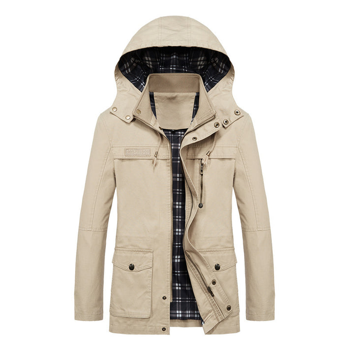 Herren Urbaner Canvas-Parka mit karierter Innenfütterung und Utility-Taschen Echo Archiv