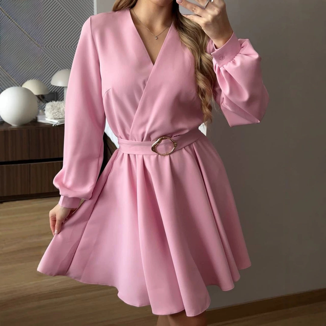Damen Wickelkleid mit tailliertem Herzgürtel und voluminösem Swing-Rock Echoarchiv