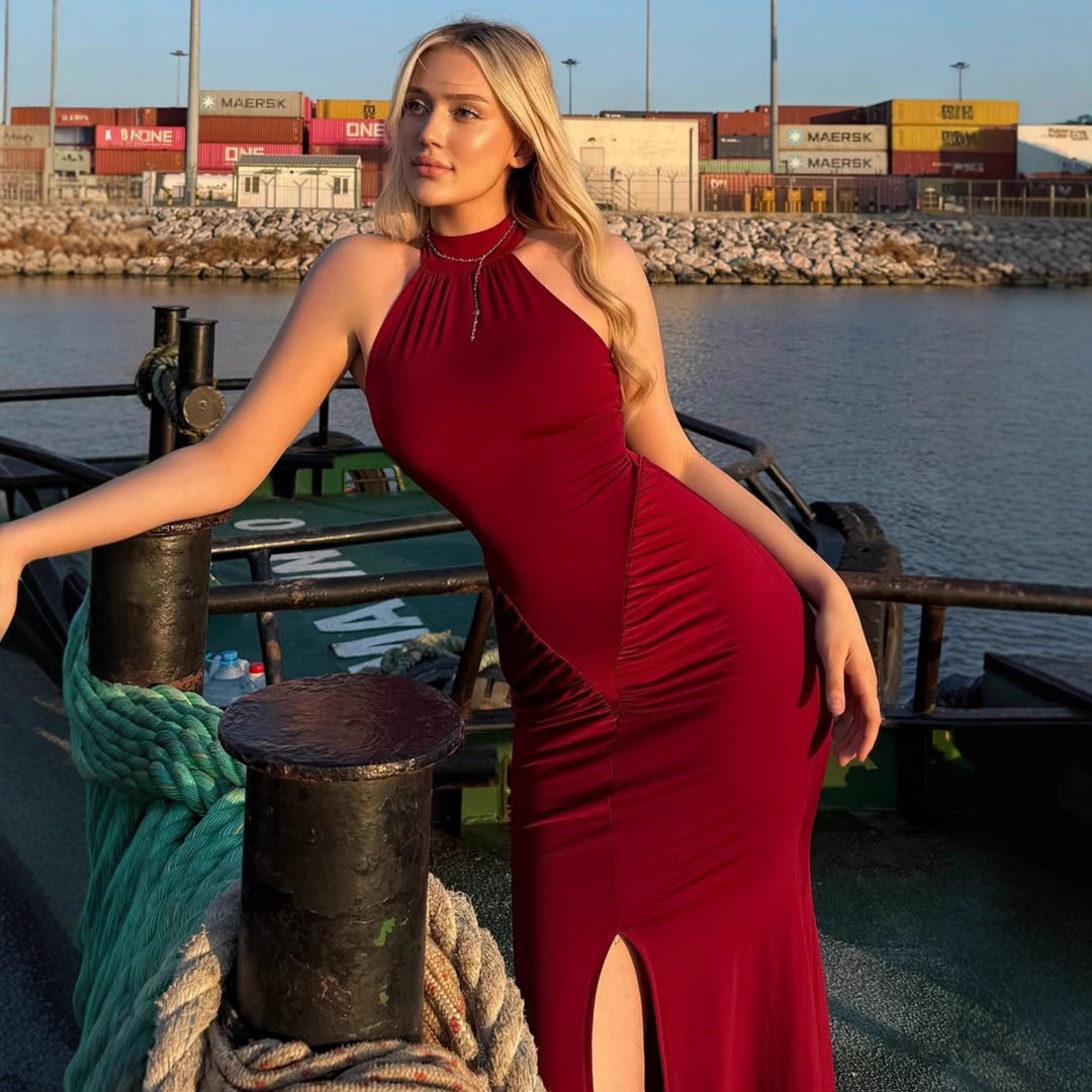 Damen Elegantes Wickelkleid mit hohem Schlitz und detailverliebt gerafftem Design Echo Archiv