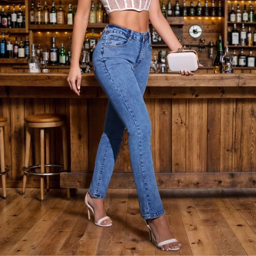 Damen Hochtaillierte schmal geschnittene Jeans im Straight‑Schnitt mit sculptendem Komfortbund Echo Archiv
