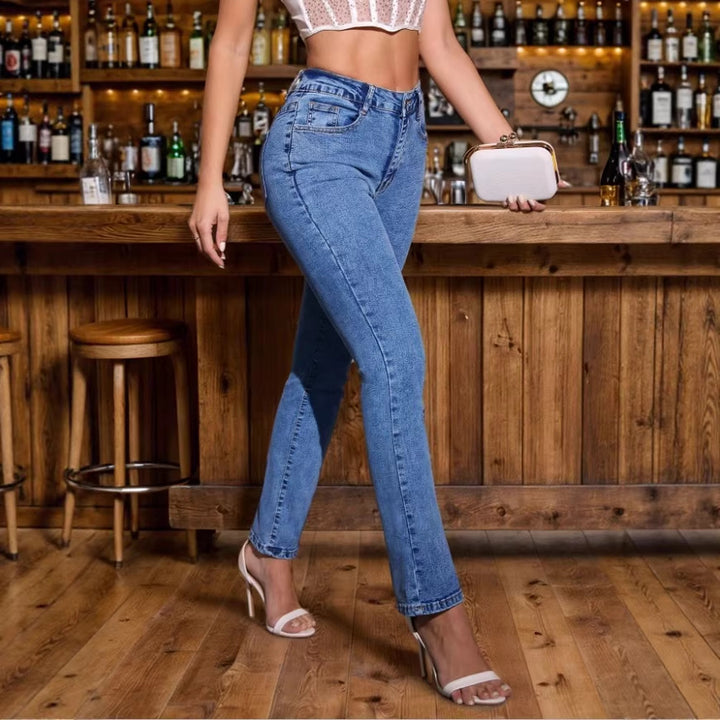 Damen Hochtaillierte schmal geschnittene Jeans im Straight‑Schnitt mit sculptendem Komfortbund Echo Archiv