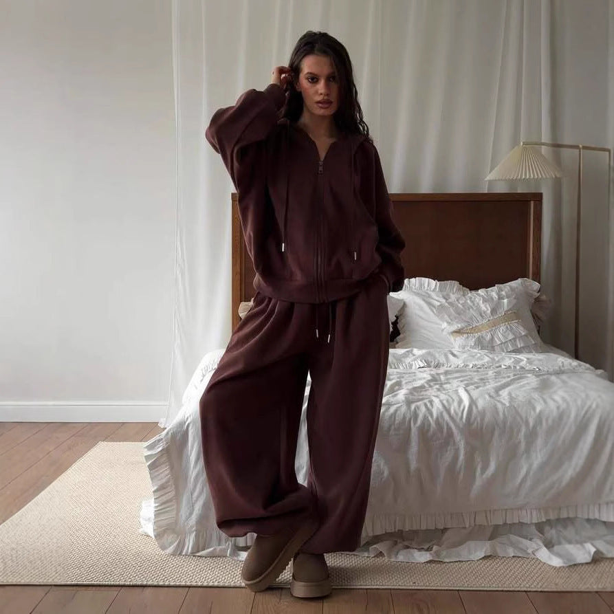 Damen nan weites Lounge-Set mit Zip-Hoodie, Kängurutasche und extraweiter Highwaist-Jogginghose Echo Archiv