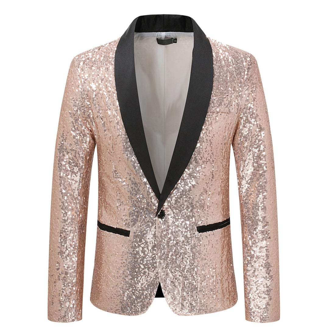 Herren Pailletten Blazer mit elegantem Revers und Slim-Fit-Schnitt Echoarchiv