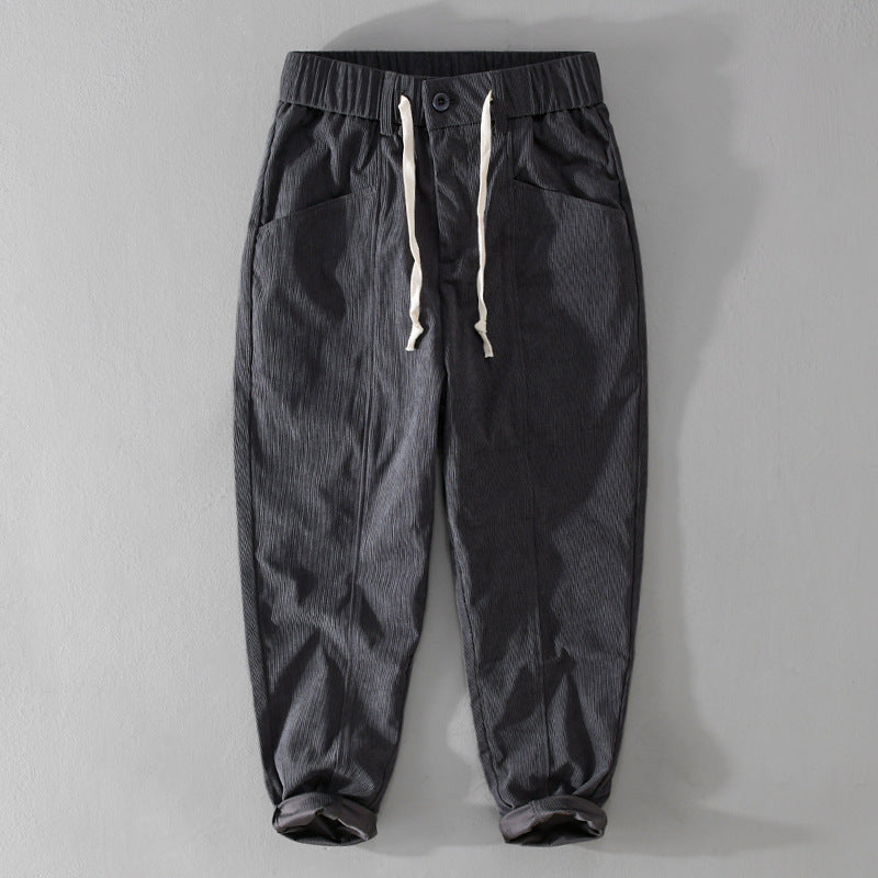Herren Relaxte Cordhose mit elastischem Kordelbund, Kordelzug und konischem Bein Echoarchiv