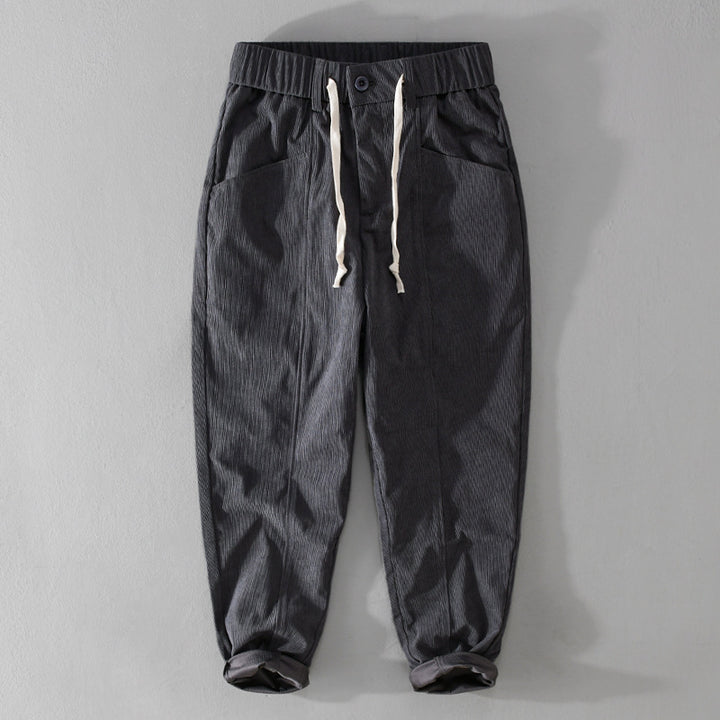 Herren Relaxte Cordhose mit elastischem Kordelbund, Kordelzug und konischem Bein Echoarchiv