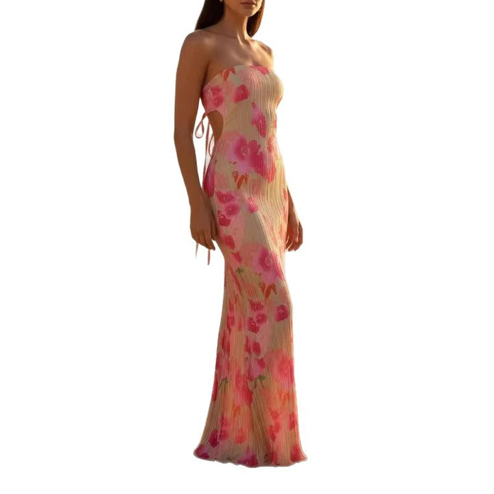 Damen figurbetontes Strapless-Kleid mit floralen Elementen Echo Archiv