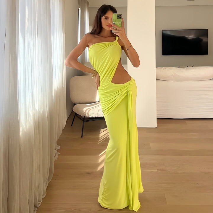 Damen Maxikleid mit asymmetrischem Schnitt und eleganter Drapierung Echo Archiv