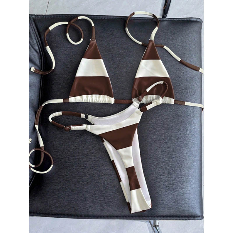 Damen Triangel-Bikini-Set mit klassischen Streifen und verstellbaren Trägern Echo Archiv
