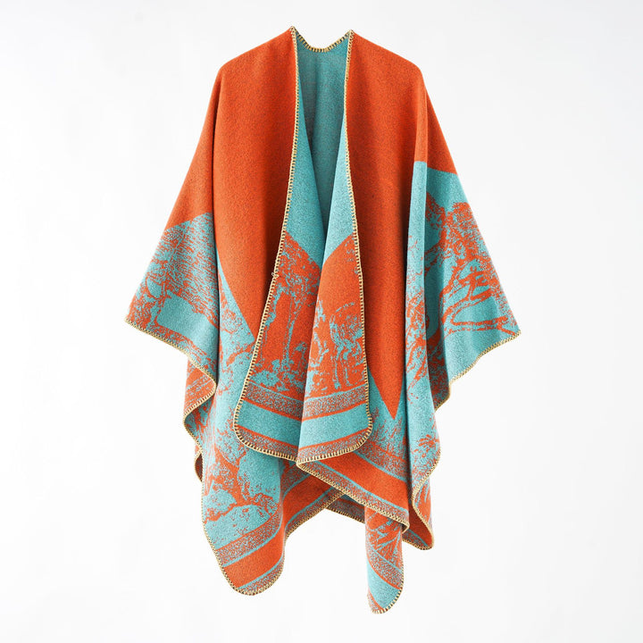 Damen Jacquard-Wollmix-Überwurf mit offenem Kimono-Fall und weichem Griff Echo Archiv