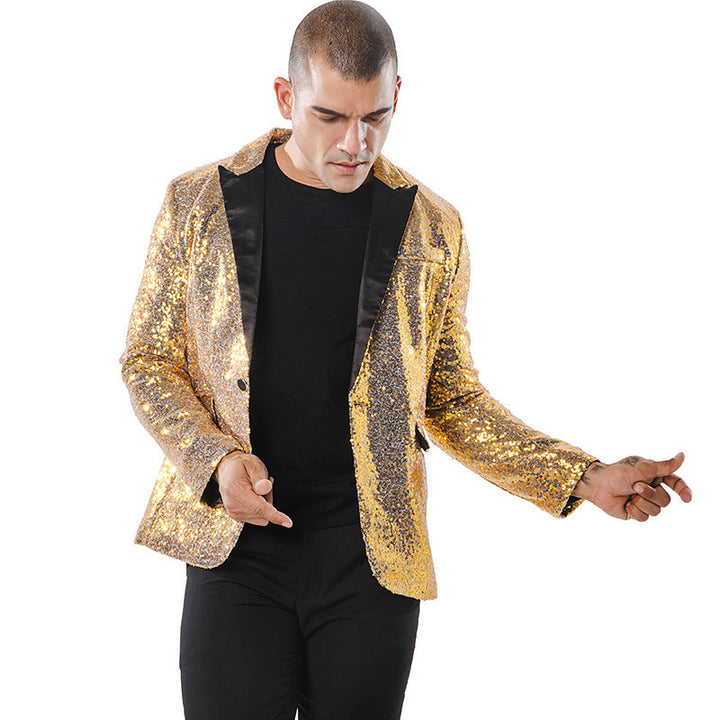 Herren Glamouröser Paillettenblazer mit modernem Schnitt und eleganten Akzenten Echoarchiv