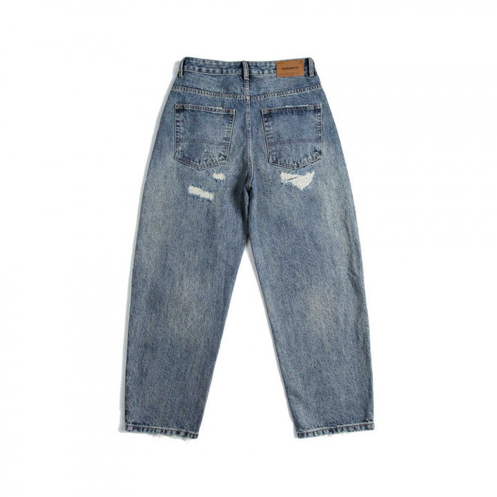 Damen Hochtaillierte Baggy-Jeans mit Rissen und geradem Bein Echo Archiv