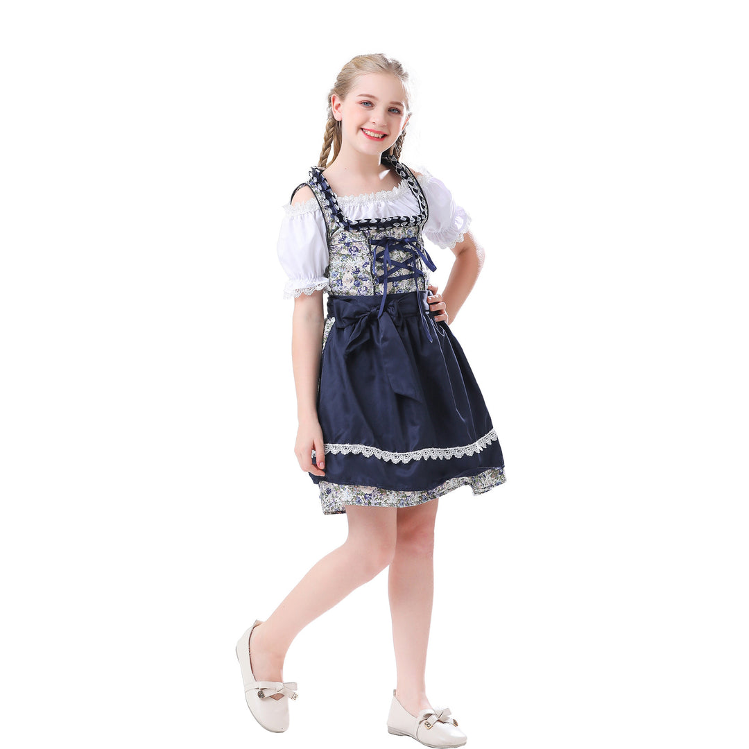 Damen nan traditionelles Dirndlkleid für Mädchen mit Schnürkorsett Puffärmeln und Spitzenschürze Echo Archiv