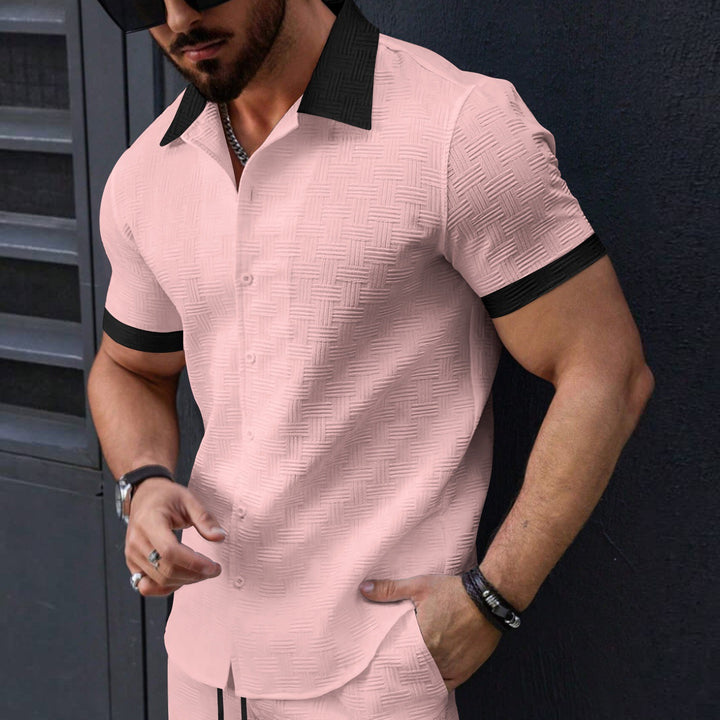 Herren Kurzarm Hemd mit strukturiertem Design Echoarchiv