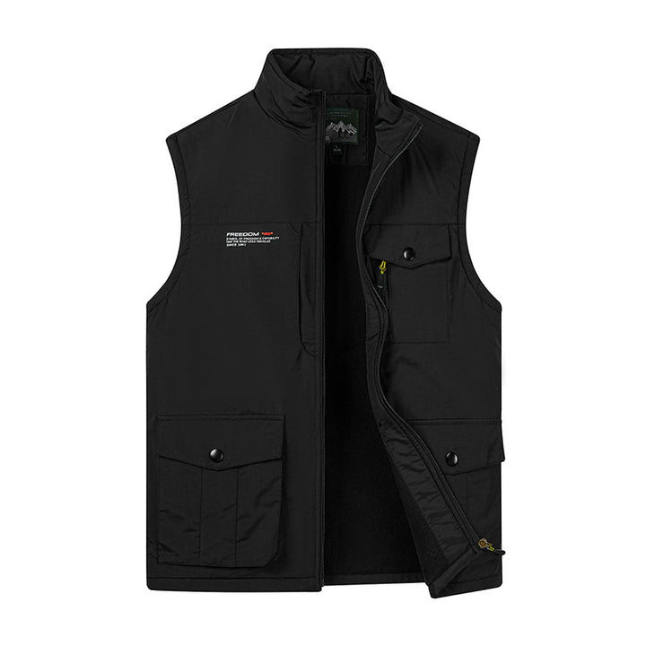 Herren Leichte Fleece-gefütterte Outdoor-Weste mit Mehrfachtaschen und Stehkragen – Marzano