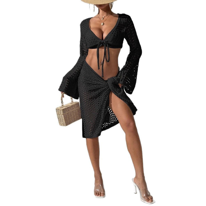 Damen gehäkelter Strandüberwurf mit eleganten Schlagärmel Echo Archiv