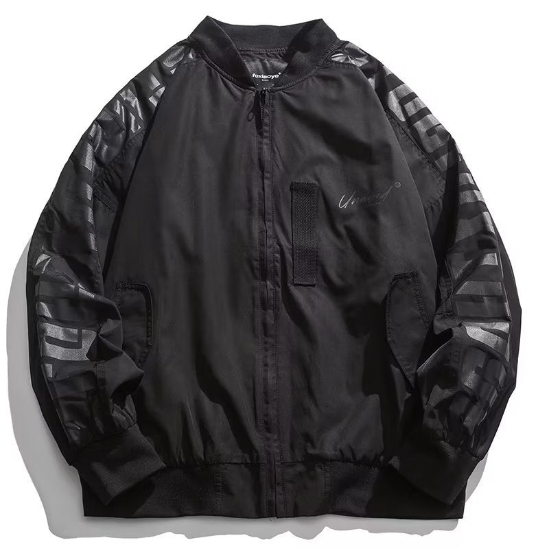 Unisex Leichte Oversize-Bomberjacke aus Nylon mit reflektierenden Ärmeln und Rippbündchen Echoarchiv