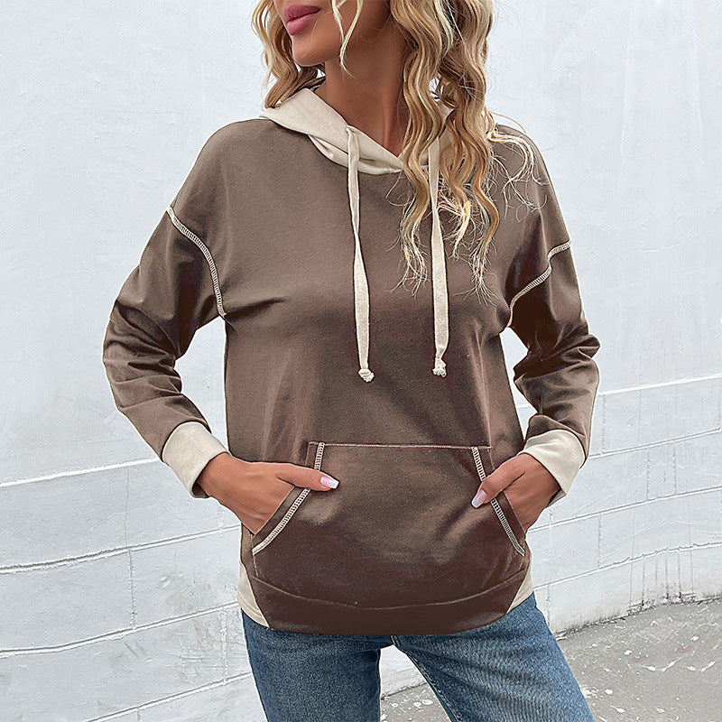 Damen Lässiger Kapuzenpullover mit kontrastierenden Ärmeln Echo Archiv