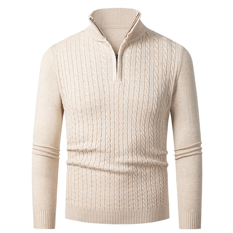 Herren Strickpullover mit modischem Zopfmuster und hochgeschlossenem Kragen Echoarchiv