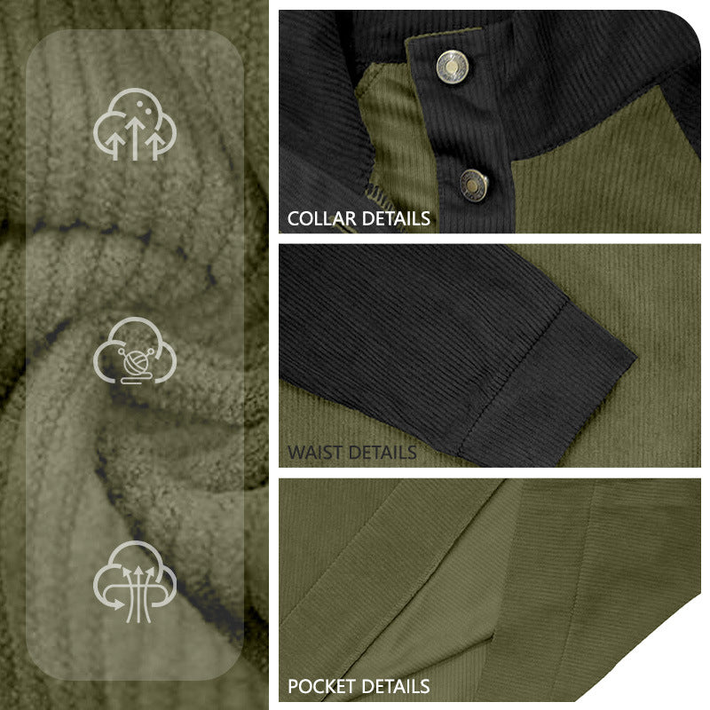 Herren Strickpullover mit modernem Knopfleisten-Design und Raglanärmeln Echoarchiv