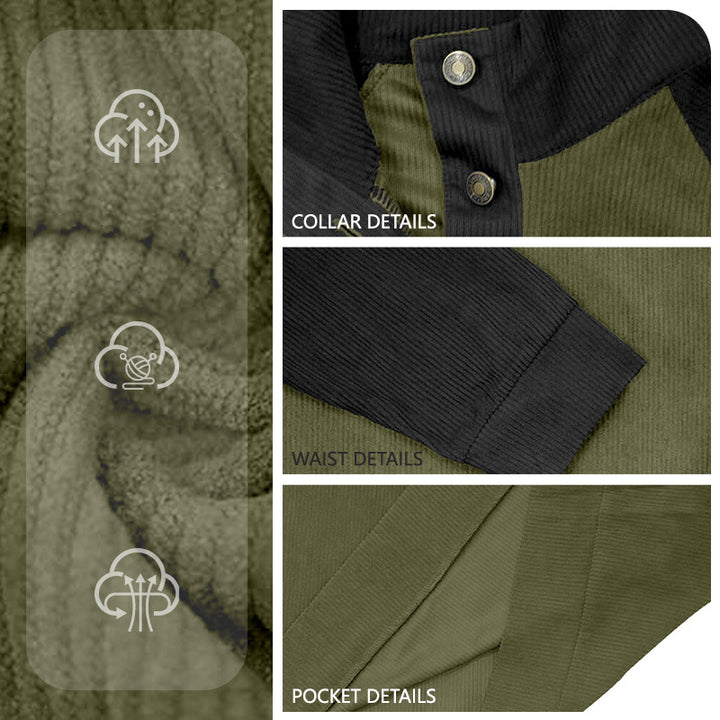 Herren Strickpullover mit modernem Knopfleisten-Design und Raglanärmeln Echoarchiv