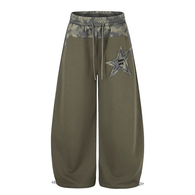 Damen Extraweite Culotte-Sweatpants mit Camouflage-Bund und Sternpatch Echoarchiv