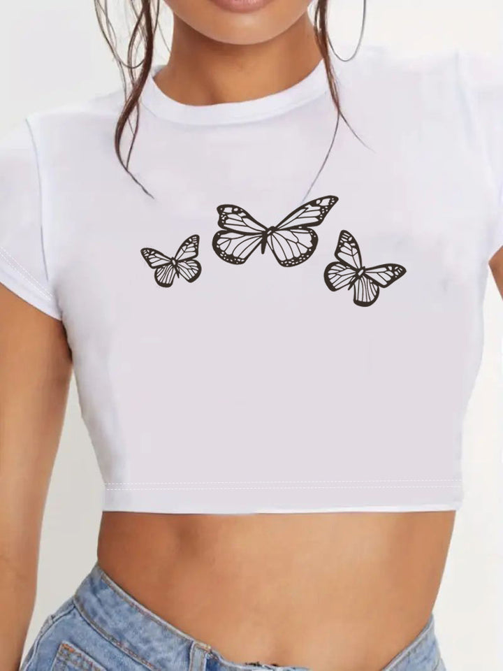 Damen Crop-Top mit innovativem Spinnen-Netz-Design Echo Archiv
