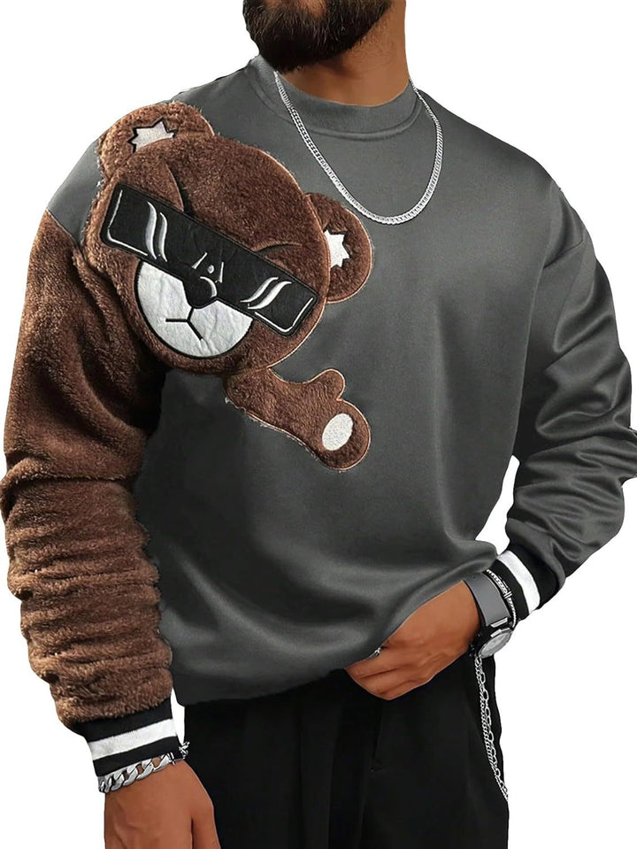 Herren Sweatshirt mit plüschiger Bärenapplikation Echoarchiv