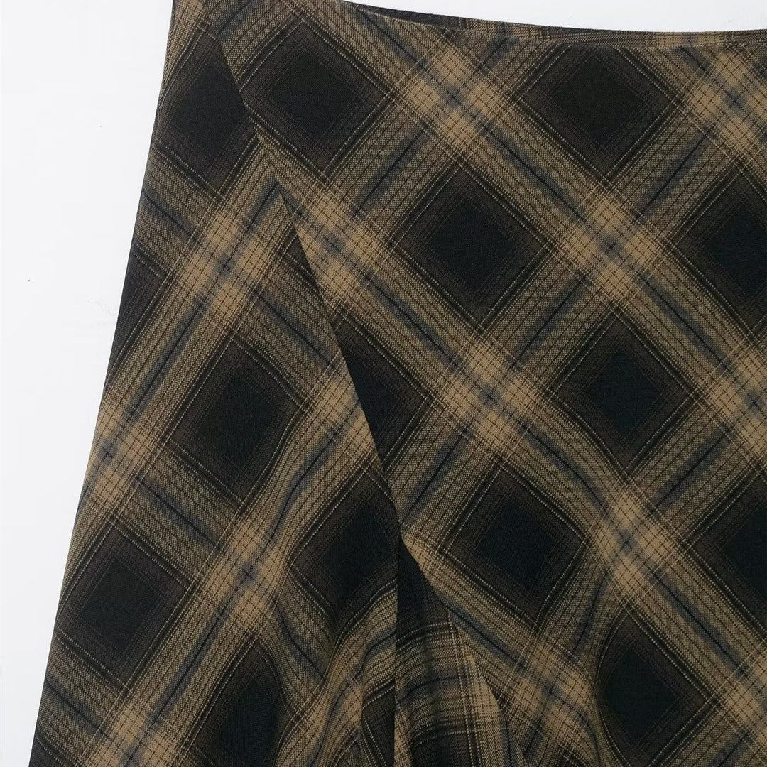Damen Wickelrock mit eleganter Spitze und modernem Karomuster Echo Archiv