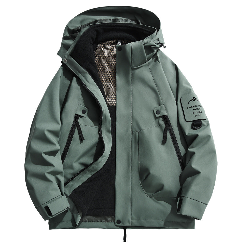 Herren wetterfeste Outdoorjacke mit isolierendem Fleece-Innenfutter und verstellbarem Kapuzenschutz Echoarchiv