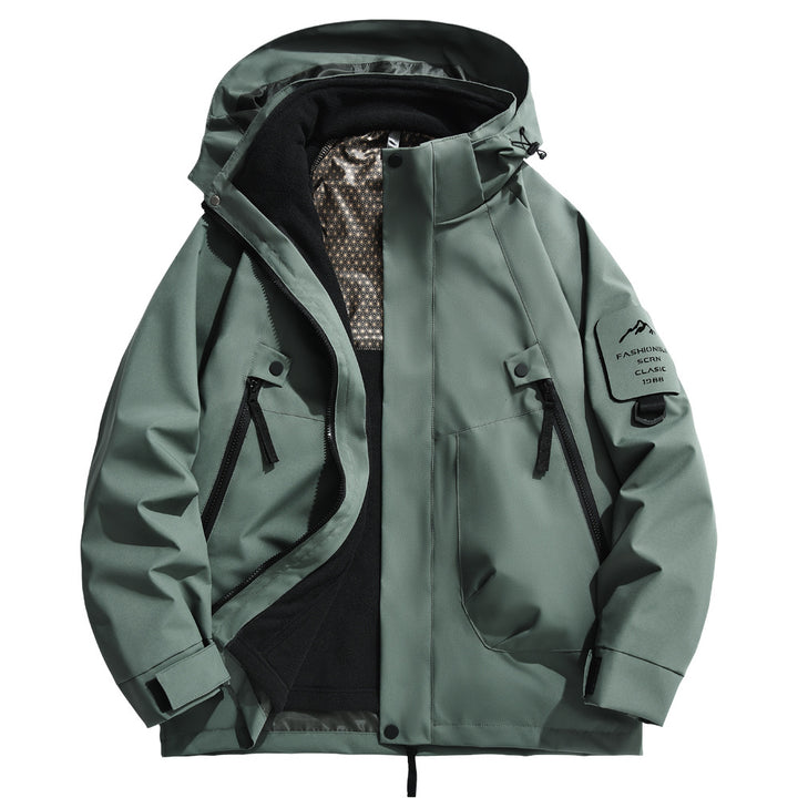 Herren wetterfeste Outdoorjacke mit isolierendem Fleece-Innenfutter und verstellbarem Kapuzenschutz Echoarchiv