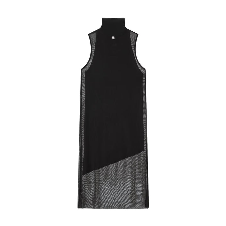 Damen Langarm Kleid aus transparentem Mesh-Material mit Stehkragen Echo Archiv