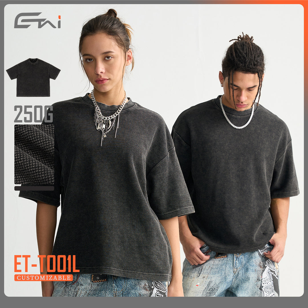 Herren Oversized Struktur-T-Shirt mit Rundhalsausschnitt Echo Archiv